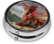 Red Fantasy Dragon, portapillole organizzatore per medicina e vitamina con 3 scomparti, custodia portatile per pillole da viaggio