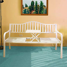 Creative LDF Tavolo Centrale Estraibile per Panca da Giardino A Doppio Sedile in Acciaio per Cortile Esterno da Giardino, 150x60x85cm