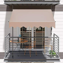 MVPower Tenda da Sole 350 x 120 x 200-300cm Parasole Avvolgibile a Barra Quadra con Gambe, Regolabile in Altezza, per Esterno, Giardino, Balcone Terrazza, Beige