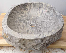 Marblechic - Lavandino in Marmo Grigio maculato Ovale cm 51x41x16 lavabo Stone bucciardato