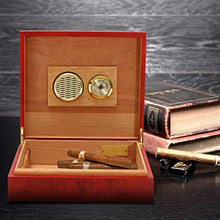 XZJJZ 20 Conte Caso Humidor Brown Cigar Box Legno di Cedro Cigar Caso Portatile della Cassa della Scatola umidificatore igrometro Cigar Humidor for Le Sigarette