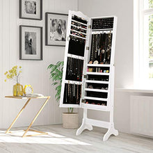 COSTWAY Armadietto Portagioie Specchio per Gioielli, Specchiera da Terra, Figura Intera, 160x45x37cm