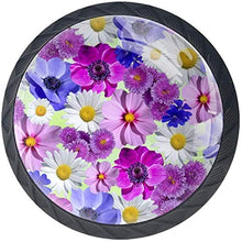 Viola Rosy Pink White Little Daisy Flower Pomelli per Porta Set di 4 Pomelli per Mobili Manopole per Cassetti Cucina Armadio Vetro