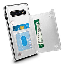 Suhctup Compatibile con Custodia Samsung Galaxy S10 pelle,Cover Samsung Galaxy S10 con Interno Morbida TPU,Porta Carte Slot e Antiurto Flip Wallet [Chiusura Magnetica] Protettiva Case (Argento)