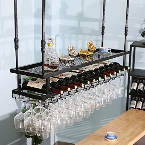 Cremagliere per vino industriali a 2 livelli Appeso Supporto per bicchiere di vino Soffitto Cremagliera per vino Stemware Rack Calici Titolare Scaffale Scaffale in vetro di champagne Portabicchieri