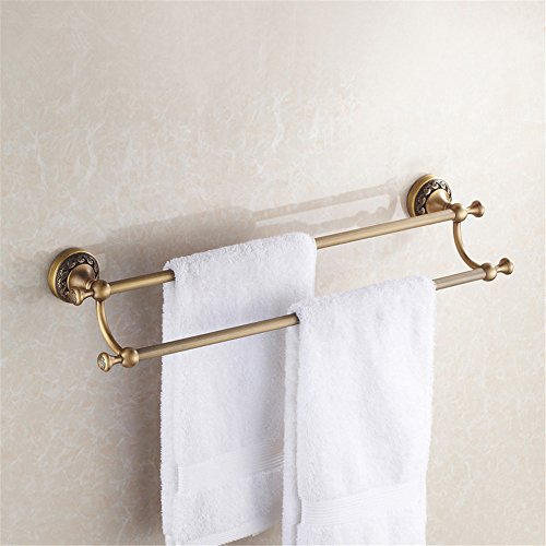 MBYW Portasciugamani Moderno Minimalista Portasciugamani Elegante per Il Bagno di Moda Portasciugamani Antico Europeo in Rame Puro con Doppia Asta portasciugamani in Rame Ciondolo Intagliato