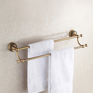 MBYW Portasciugamani Moderno Minimalista Portasciugamani Elegante per Il Bagno di Moda Portasciugamani Antico Europeo in Rame Puro con Doppia Asta portasciugamani in Rame Ciondolo Intagliato