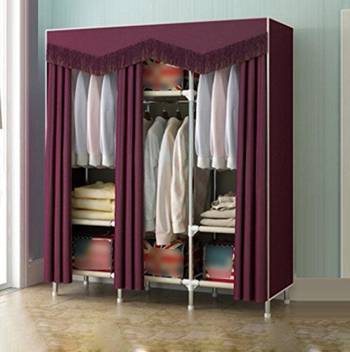 LyMei Armadio Guardaroba Assemblaggio Guardaroba Armadio Guardaroba Portatile 25MM Armadio in Acciaio Inox a Doppia conservazione, 128 * 45 * 172cm,C