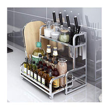 LYM &ripiano di stoccaggio Scaffale for spezie da Cucina in Acciaio Inossidabile, organizzatore for Ripiani for Uso Domestico a Doppio Strato Multifunzione -2 Strati Scaffale di Finitura