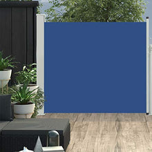 vidaXL Tenda da Sole Laterale Retrattile per Patio Privacy Automatica Schermo Parasole Frangivento 100x300 cm in Tessuto PU Blu Telaio in Ferro