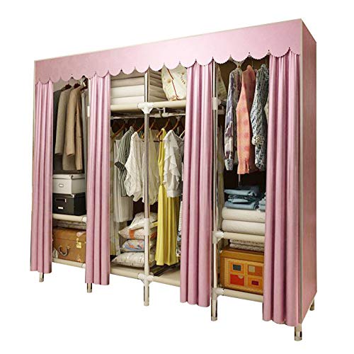 HMEIGUI - Armadio portatile per vestiti, in tessuto, con chiusura lampo, colore: rosa