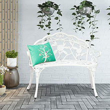 Panca da Giardino per Esterno da 40 Pollici, Metal Rose panchina terrazza in Stile, Outdoor Doppia sede per Il Tempo Libero con braccioli e Schienale, Adatto a Prato e Balcone