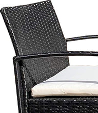 REDI GROUP Set da Giardino 2 Poltrone + Tavolino, Rattan Nero Intrecciato a Mano, Cuscini Ecrù, 3 Pz Mobili da Esterno per Balcone, Giardino, Bar, Ristorante