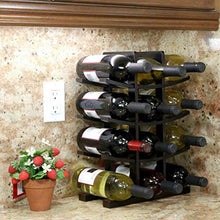 12 Bottle Bamboo Wine Rack Free Standing Wine Holder Wooden Wine Storage Modern Design Carrier 30 x 16 x 42 cm