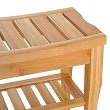 homcom Sgabello da Bagno in Bambù Naturale con Ripiano Portaoggetti per Anziani e Disabili Portata 100kg 47.5x26x44.5cm