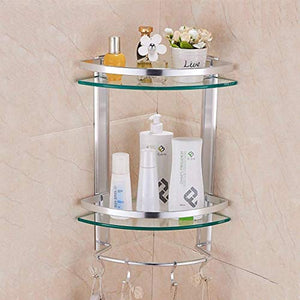 Mensola da bagno, mensola portaoggetti - 2 ° Piano Bagno Rack Grande Doccia Capacità Caddy alluminio dello spazio angolare rack di stoccaggio for gli alberghi con portasciugamani partizione Bagno