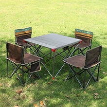 N/Z Daily Equipment Folding Table Adjustable Height Lightweight Portable Camping Table Bearing 200 kg 4 Chairs with Storage Bag for Barbecue Camp Beach Backyards Lake BBQ Party