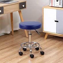 KKTONER Sgabello Rotondo in Pelle PU con poggiapiedi Regolazione dell'altezza della Parte Girevole Spa Salone di Disegno Tattoo Workshop Massaggi Sgabelli Sedia operativa Blu
