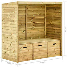 Tidyard Panchina da Giardino con Pergolato, Panchina da Esterni 3 Cassetti Legno Pino 170 cm