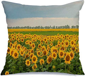 Copridivani Cuscini DivanoEstate in fiore campo di girasoli nuvoloso naturale cielo rurale natura prato parchi design esterno soleggiato copricuscini 45X45CM