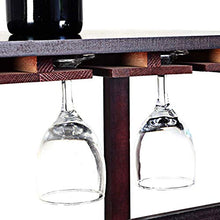 COSTWAY Cantinetta Portabottiglie Scaffale per Vino con Portabicchiere in Legno da 24 Bottiglie, Marrone Scuro, 90,5 x 80 x 41,5 cm