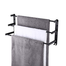 KES Portasciugamani Bagno 60 CM Portasciugamani da Parete con 2 Ganci Porta Salviette 3-Tiers Porta Asciugamano Alluminio Porta Nero, BTH400S60DG-BK