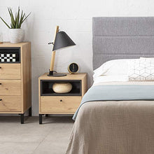 VS Venta-stock Comodino Javea 1 cassetto e 1 nicchia, Color Legno e Nero, 45 cm (Larghezza) 40 cm (profonditá) 47,5 cm (Altezza)