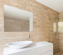 Specchio da bagno con profilo rivestito in vera foglia d'alluminio NORMA - Orizzontale 80x70 cm - Prodotto Italiano