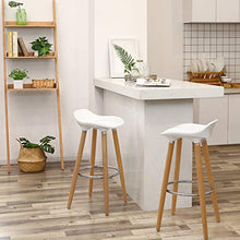 SONGMICS 2 x Sgabello da Bar con Gambe in Legno Sedile in ABS Sedia Alta Cucina Altezza di 73 cm Bianco LJB20W