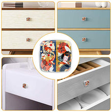 4 pomelli bianchi per armadietti da cucina, camera da letto, armadio, cassettiera, cassettiera, geisha giapponese, carpe colorate, gru fortunate