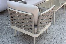 Milani Home s.r.l.s. Salotto da Giardino Grigio in Alluminio con Corda e Cuscini (4 Posti)