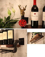 LHQ-HQ Cremagliera del Vino, Tubo di Ferro battuto Loft Parete in Legno massello Vino Rack Vino Appeso Bar Rack, Stand di Esposizione