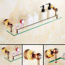 GDFEH Scaffale da bagno pieno di rame da bagno Specchio anteriore Scaffale anteriore, cosmetici montato a muro Cosmetici Scaffale in vetro Scaffale da bagno Scaffale per doccia Scaffale per stoccaggio