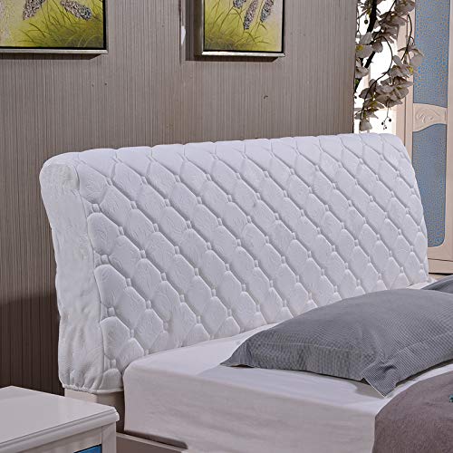 Testiera Copertina Flanella Tessuto Copri-parapolvere Di Addensata Stile Europeo Testata Copri All-Inclusive Lavabile,White-1.8m