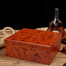Scatola per Sigari in Legno di Cedro Humidor Scatola per Sigari Portatile Scatola per Sigarette Cerniera in Metallo con Vernice per Pianoforte Doppia Ogni Zona con Termometro Umidificatore