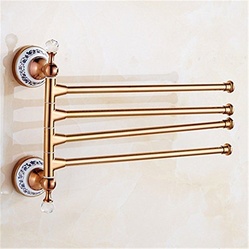 MBYW portasciugamani Moderno Antico Europeo portasciugamani in Acciaio Inox Singola Barra portasciugamani Bagno Rotante Ciondolo portasciugamani Cucina cremagliera in Oro Rosa