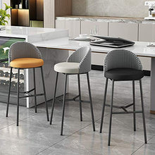 MYAOU Sedie da Cucina Sgabelli da Bar Neri con Schienale Sgabello da Bar in Pelle Grigia per caffè da Salotto Sedie da bancone con poggiapiedi e Base in Metallo, 65 cm / 75 cm