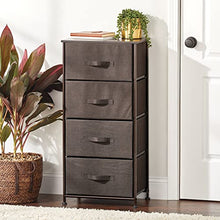 mDesign Comodino in stoffa – Organizer pratico con 4 cassetti – Cassettiera ideale per la camera da letto o per stanze piccole – marrone scuro