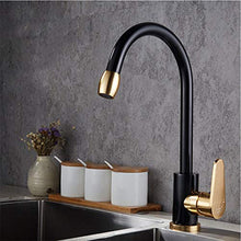 Rubinetto da Cucina in Alluminio Space, Miscelatore per Lavello, Installazione Monoforo, Rubinetto per Lavabo con Rotazione A 360 Gradi, Commerciale Moderno, Nero Opaco (Oro)