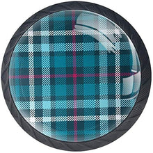 Plaid Check Pattern Verde acqua verde acqua Pomelli per Porta Set di 4 Pomelli per Mobili Manopole per Cassetti Cucina Armadio Vetro