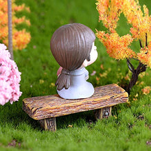 QULONG Ornamenti da Giardino Esterno Micro Paesaggio Romantico Artigianato Resina Doppio Sgabello Panca Arredo Figurine da Giardino - Nero