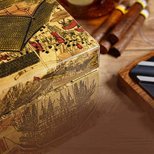 Scatola per Sigari in Stile Cinese Scatola per Sigari in Legno di Cedro Vernice per Pianoforte con Igrometro Elettronico Humidor Stile Dipinto Antico Materiale in Legno di Cedro