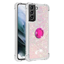 Custodia protettiva in silicone TPU con anello di diamante per Samsung Galaxy S21 + 5G/S21 Plus 5G (stelle rosa fluorescente)