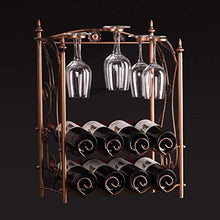 LXH-SH Cremagliera del Vino Nana Elegante Rack Vetro di Essiccazione, Bottiglie di Vino Metallo Rack Calici Stand Contiene 8 Bottiglie e 6 Bicchieri 42x15.5x46.5cm scaffali Vino contatore