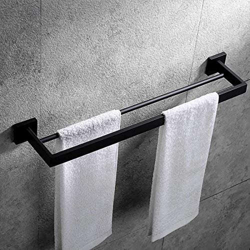 KAISIMYS Portasciugamani a Parete per Bagno Doppio Colpo Quadrato portasciugamani portasciugamani Supporto a Parete in Acciaio Inox Organizer portaoggetti mensola Doccia, Stile Moderno, per Bagno Cuc