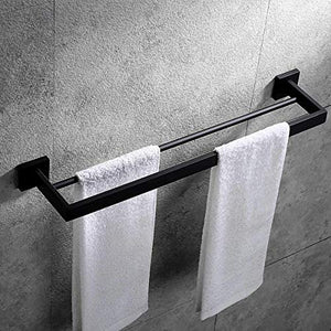 KAISIMYS Portasciugamani a Parete per Bagno Doppio Colpo Quadrato portasciugamani portasciugamani Supporto a Parete in Acciaio Inox Organizer portaoggetti mensola Doccia, Stile Moderno, per Bagno Cuc