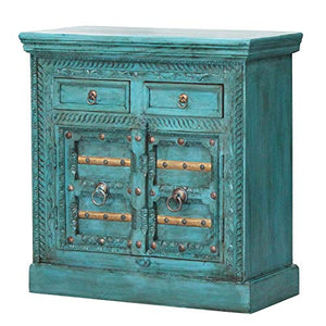 Casa Moro | Cassettone orientale Elisam 90x40x90 cm (L/I) turchese in stile coloniale | credenza stretta in vero legno di mango | comodino per una vita semplicemente bella | CA541150
