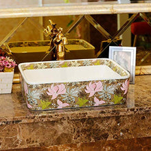 Jgophu Lavabo da appoggio quadrato Lavabo in ceramica sanitaria per ingrandire il fiore del lavandino.