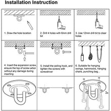 2 Pcs Acciaio Inossidabile Gancio per Soffitto,Ancoraggio da Parete e Soffitto, Girevole a 180°Gancio per Soffitto Suspension, Capacità di Carico Fino a 450KG, per Altalena, Amaca, Yoga, Sacco da Boxe
