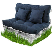BCASE Cuscino per Pallet in Fibra Pack + Cuscino Schienale per Pallet Imbottiti, Cuscino Imbottito, Include Cuscino Schienale E Sedile, Ideale per Giardino, Terrazza, Blu Navy